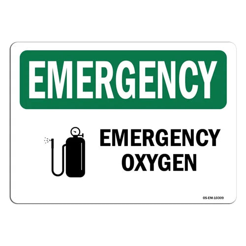 Emergency Oxygen Sign - OSHA Compliant